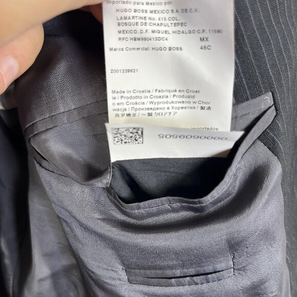 Hugo Boss Suit Mens 46 Long Gray Pinstripe Wool Two Button Jacket Pants 38x32 - Picture 6 of 16